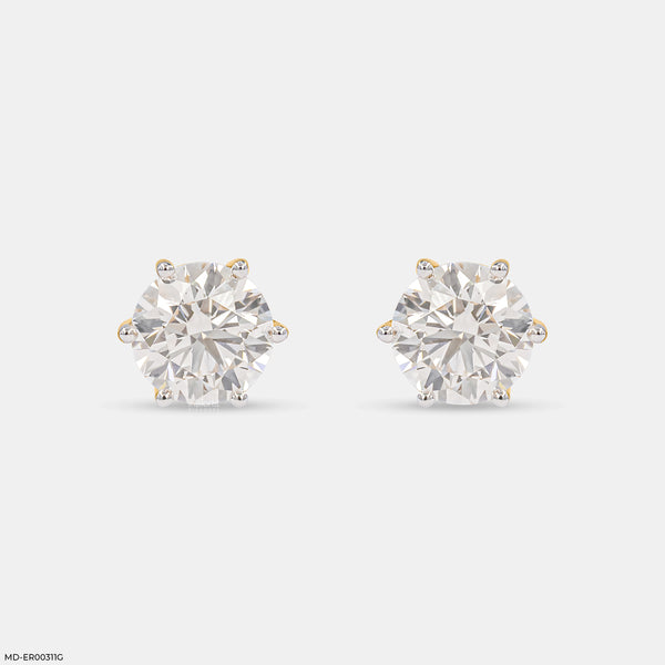 4 Carat Classic Lab Diamond Studs 14K Yellow Gold