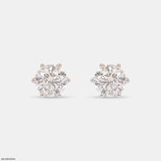 3 Carat Round Brilliant-Cut Stud Earrings 14K Rose Gold