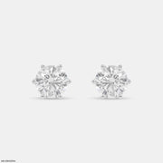 3 Carat Round Brilliant-Cut Stud Earrings 9K White Gold