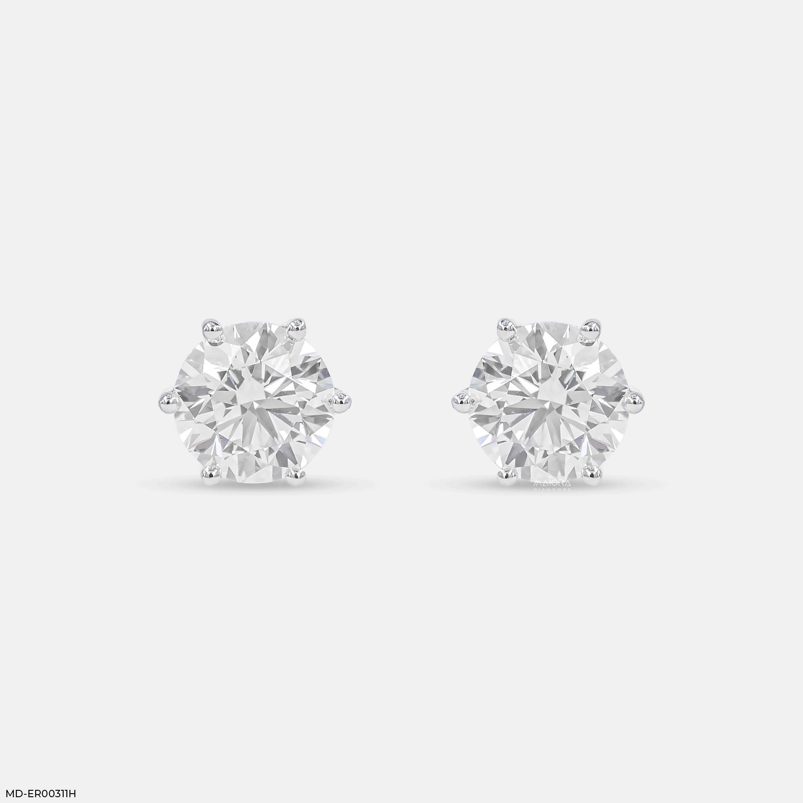 3 Carat Round Brilliant-Cut Stud Earrings