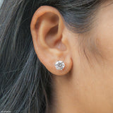 3 Carat Round Brilliant-Cut Lab Diamond Stud Earrings. 14K Yellow Gold