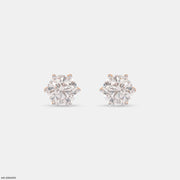 2 Carat Round Brilliant Lab Diamond Solitaire studs Earrings 14K Rose Gold