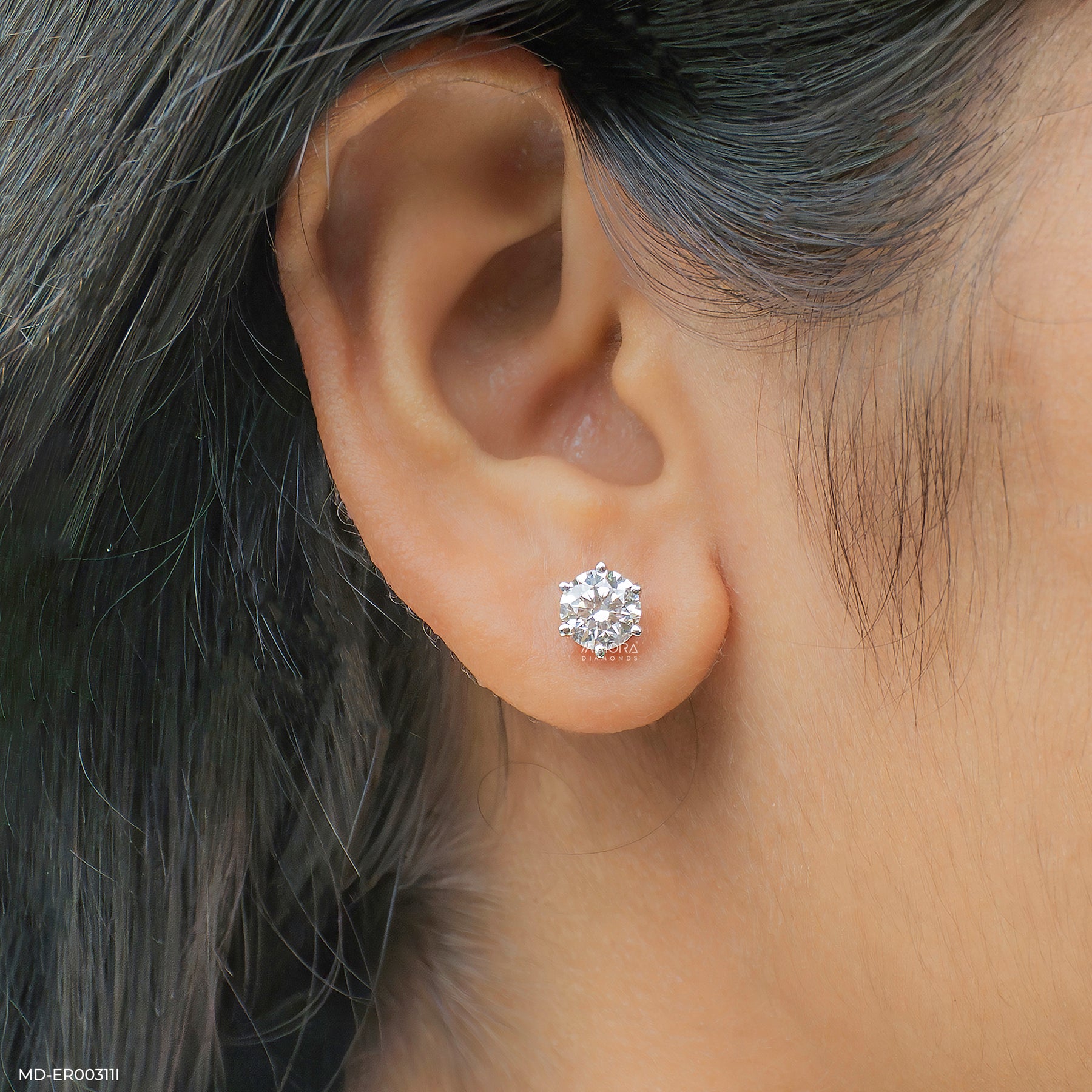 Round Brilliant Lab Diamond Solitaire Earstuds 14K Rose Gold