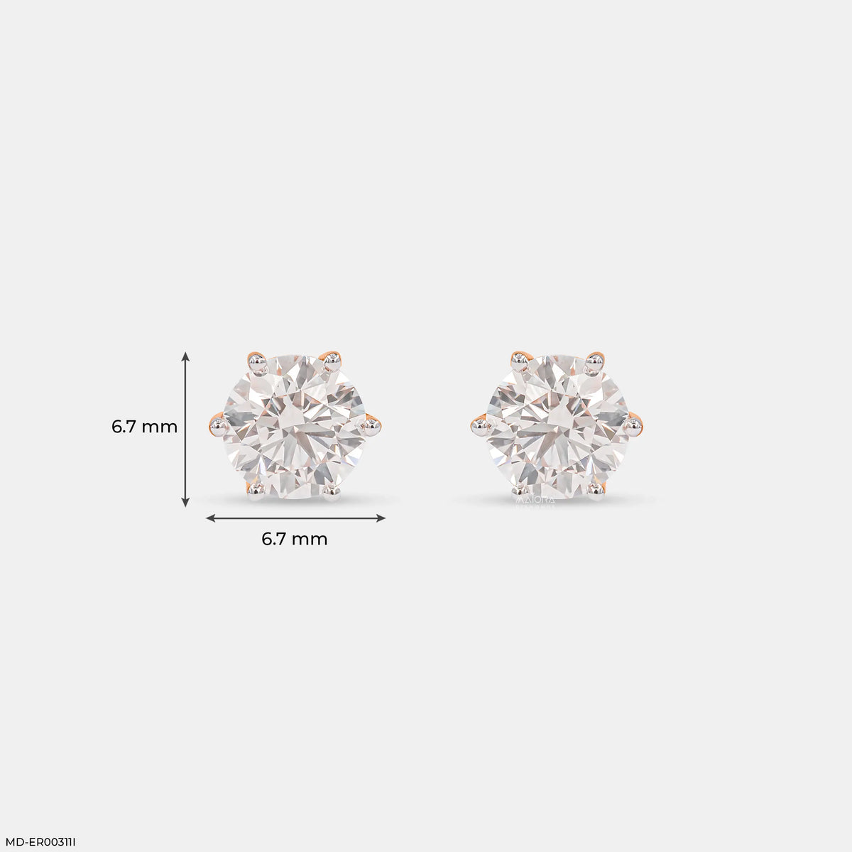2 Carat Round Brilliant Lab Diamond Solitaire studs Earrings
