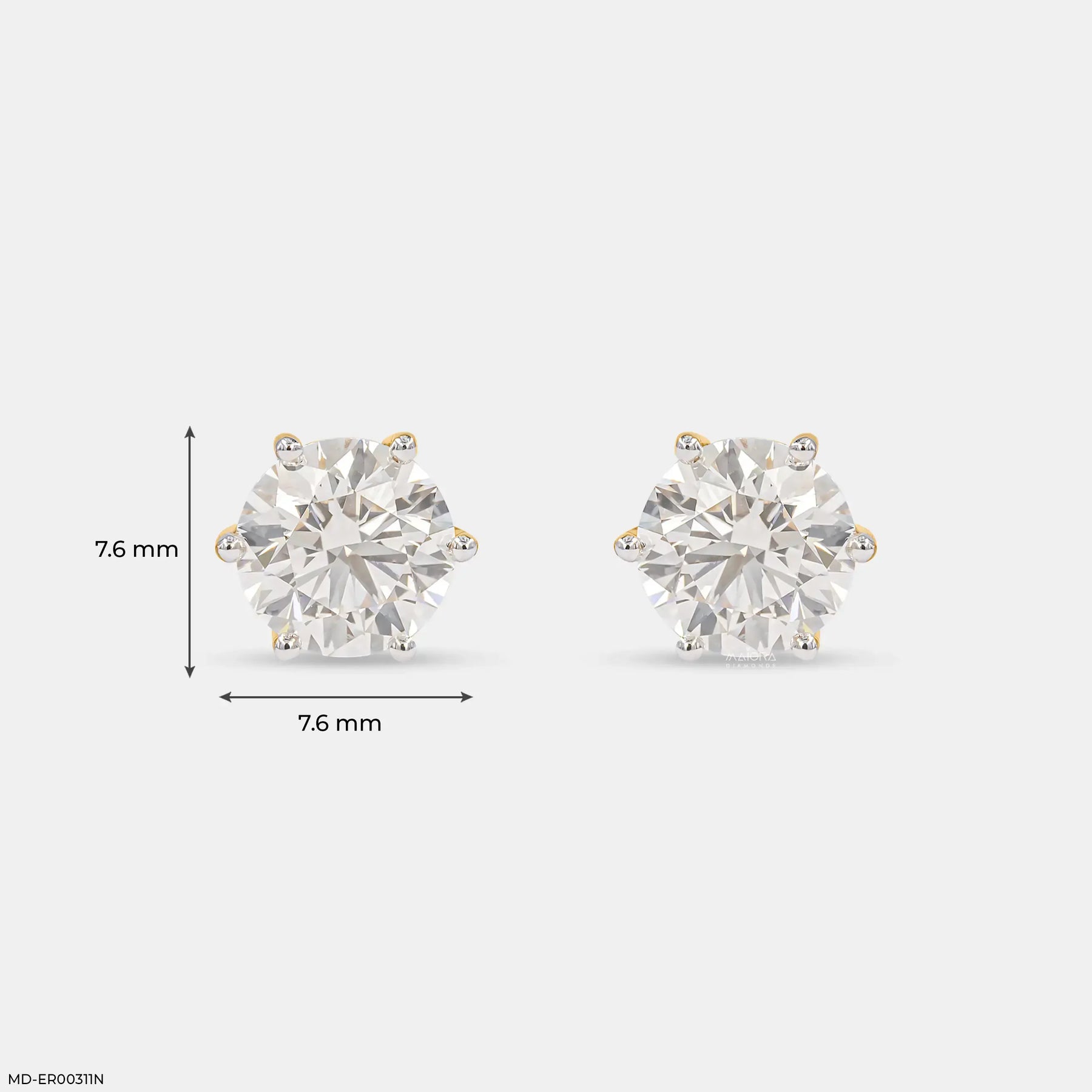 2 Carat Round Classic Solitaire Stud Lab Diamond Earrings 14K Yellow Gold