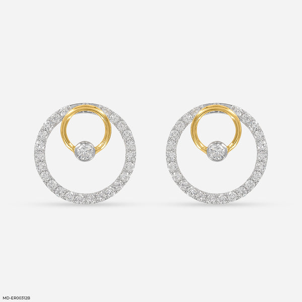 1.5 Carat Circle Of Grace Lab Diamond Earrings 14K Yellow Gold