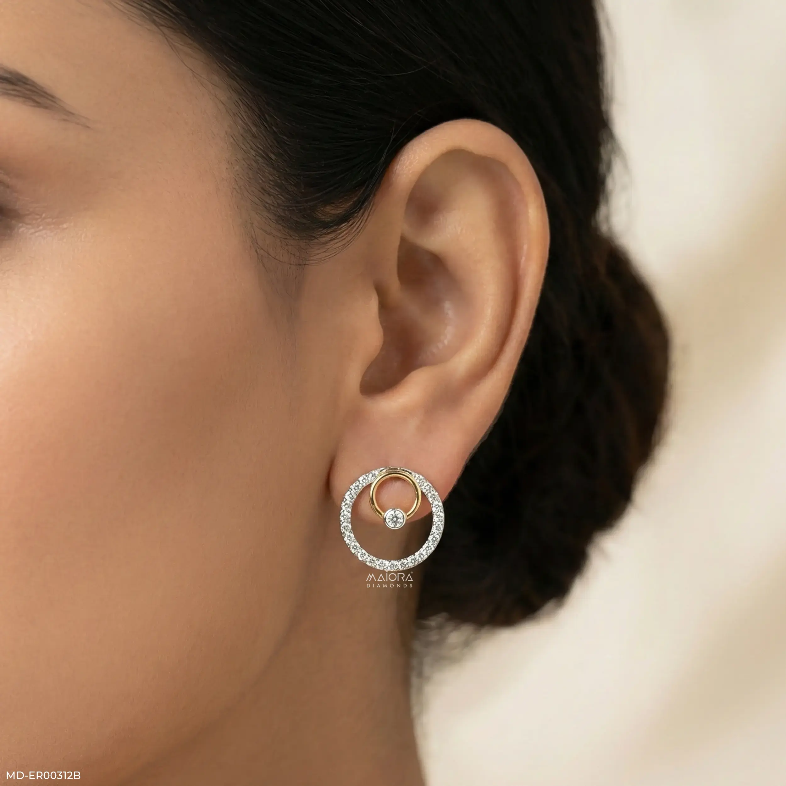 1.5 Carat Circle Of Grace Lab Diamond Earrings 14K Yellow Gold