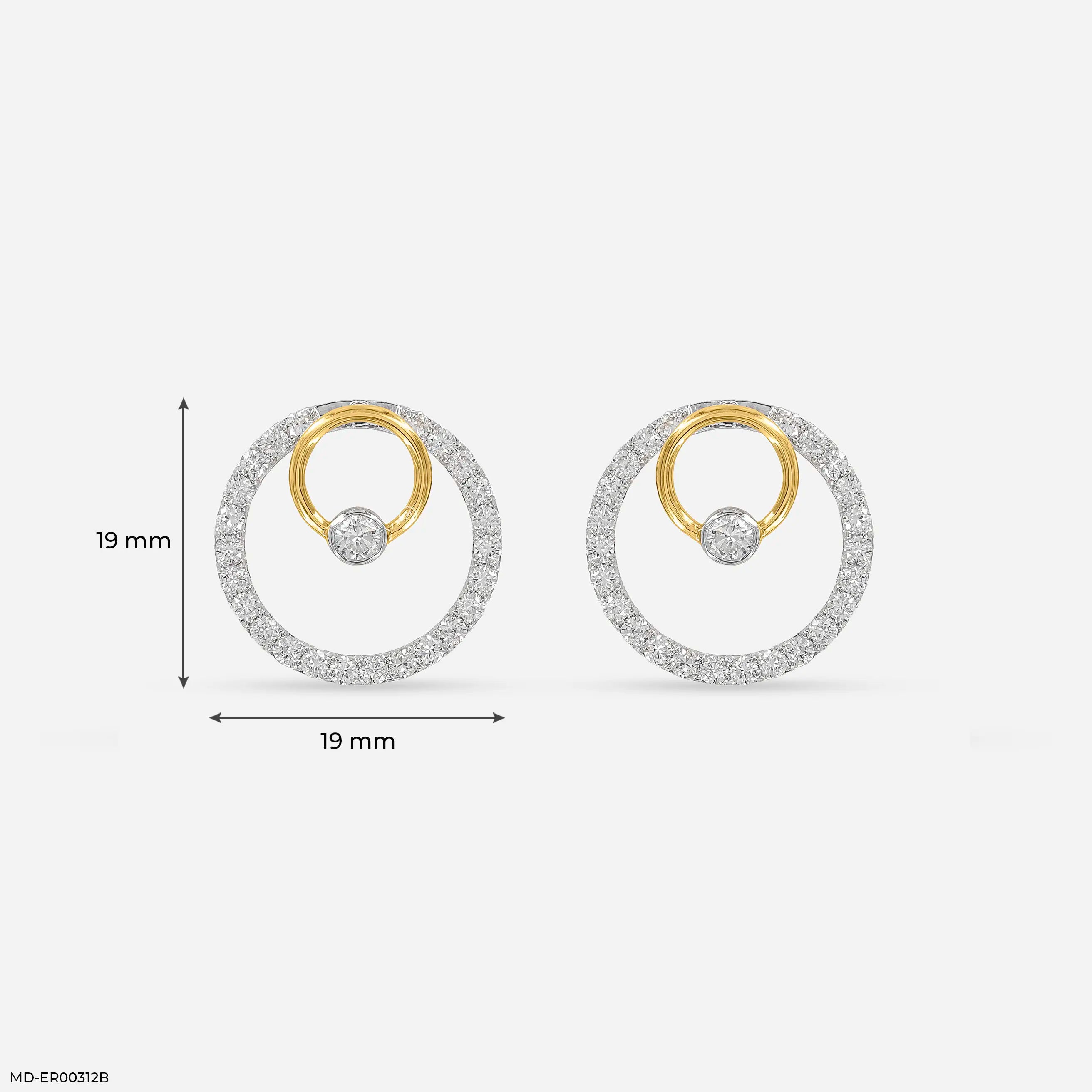 1.5 Carat Circle Of Grace Lab Diamond Earrings 14K Yellow Gold