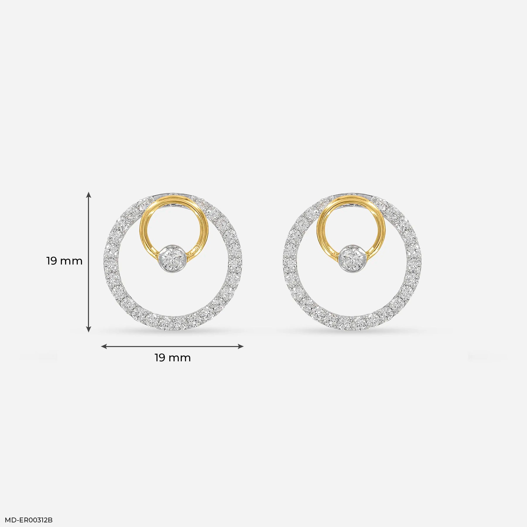 1.5 Carat Circle Of Grace Lab Diamond Earrings 14K Yellow Gold