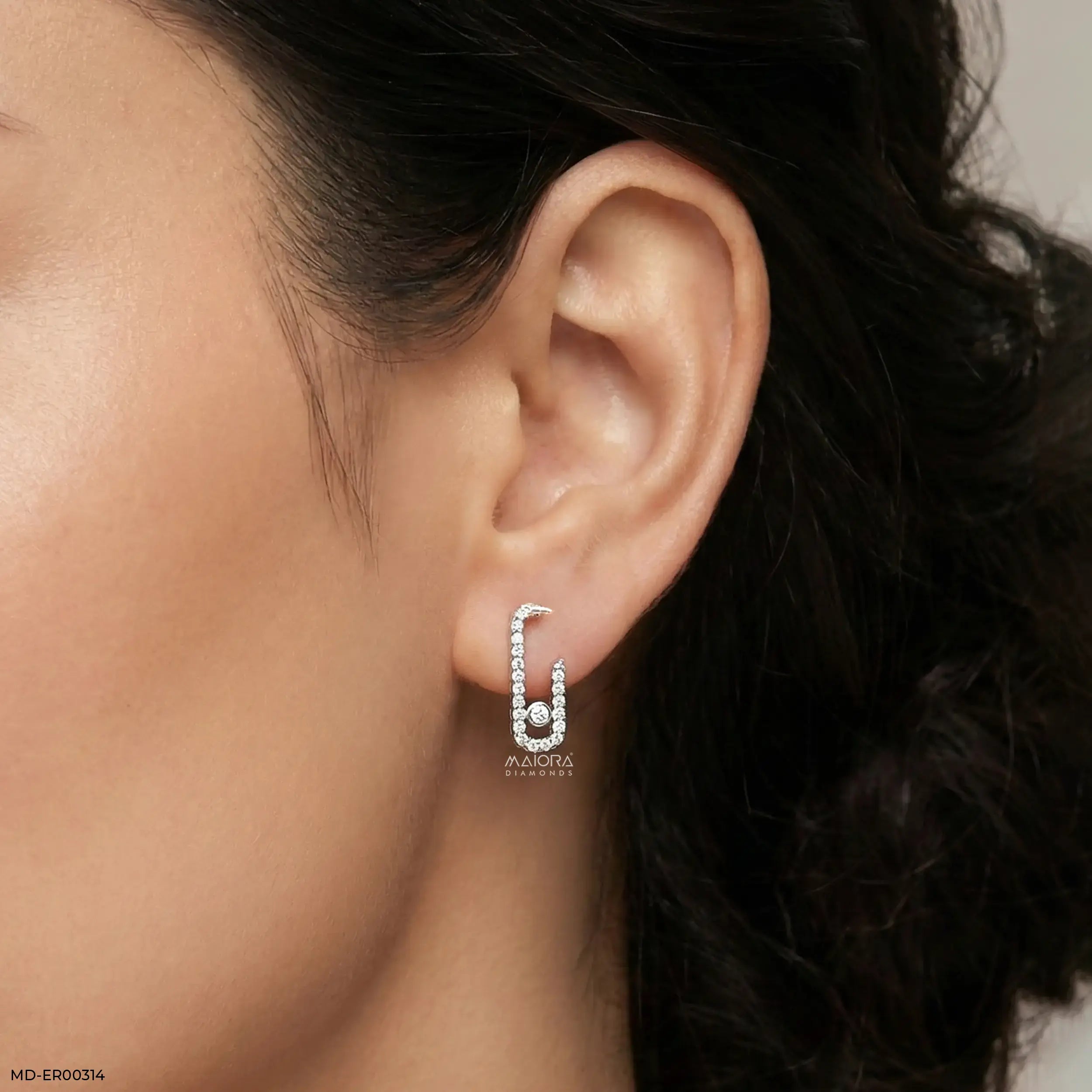 Diamond Pin Earrings 9K White Gold