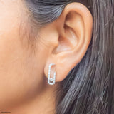 Diamond Pin Earrings 14K White Gold