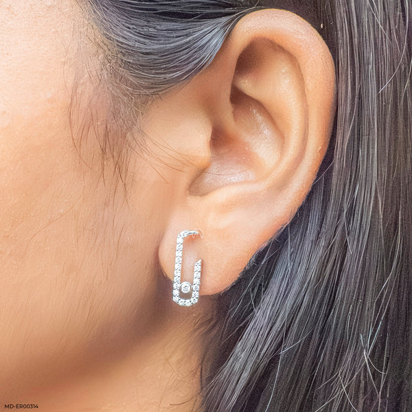Diamond Pin Earrings 14K White Gold