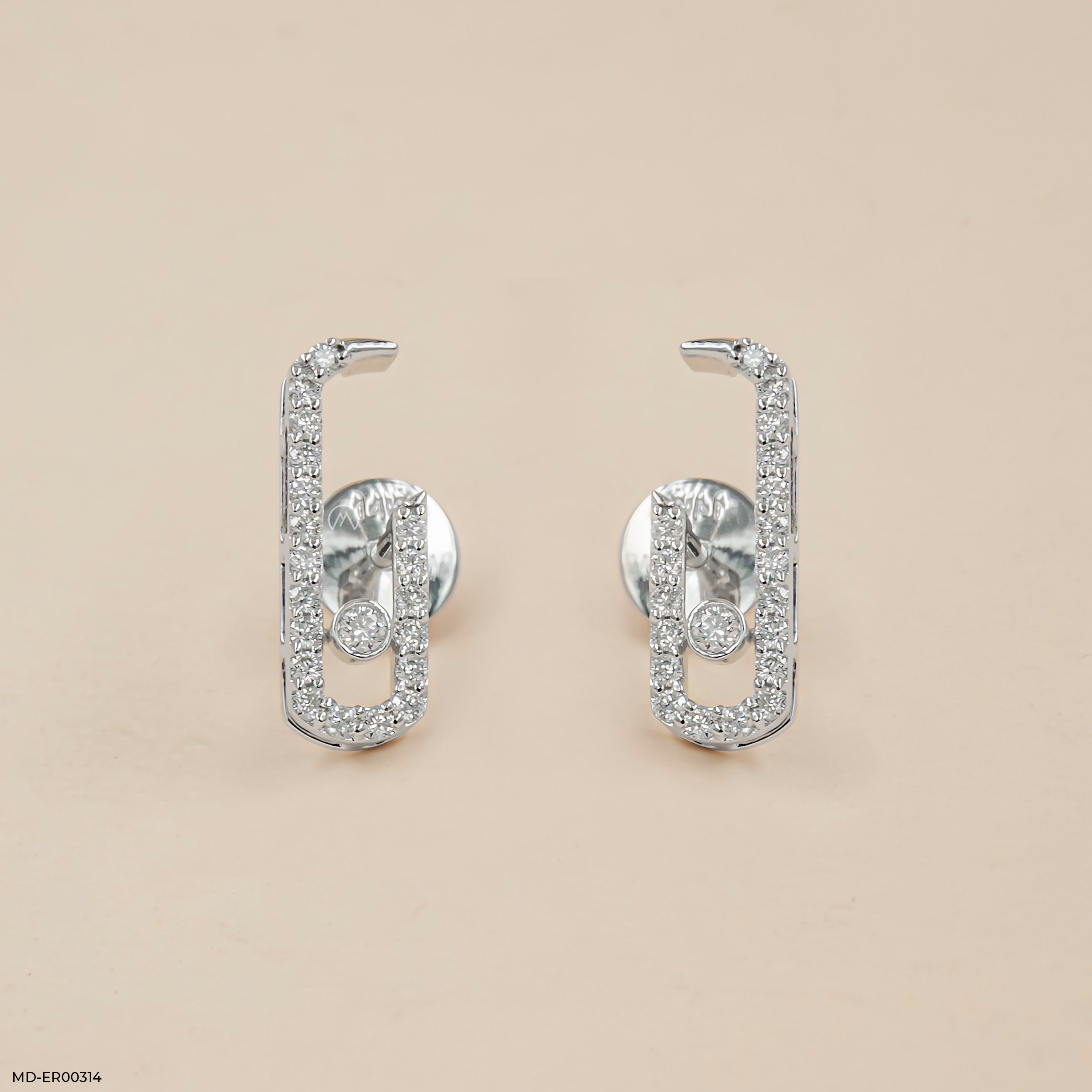 Diamond Pin Earrings Platinum 950