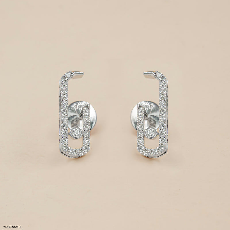 Diamond Pin Earrings 14K White Gold