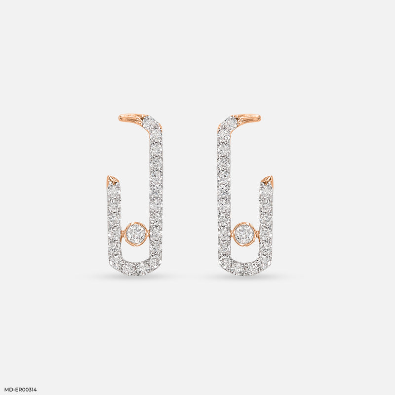 Diamond Pin Earrings 14K White Gold
