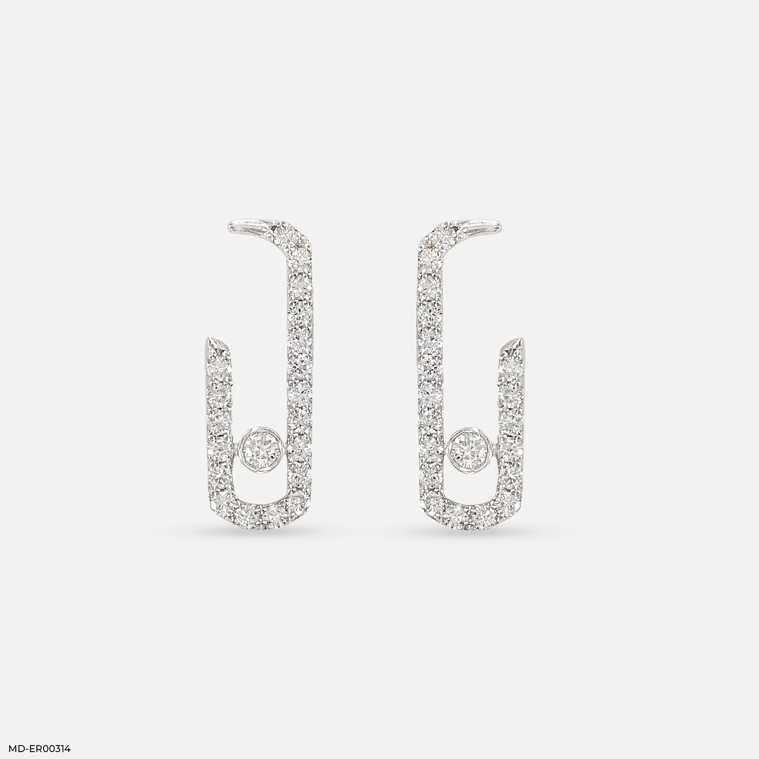 Diamond Pin Earrings 9K White Gold