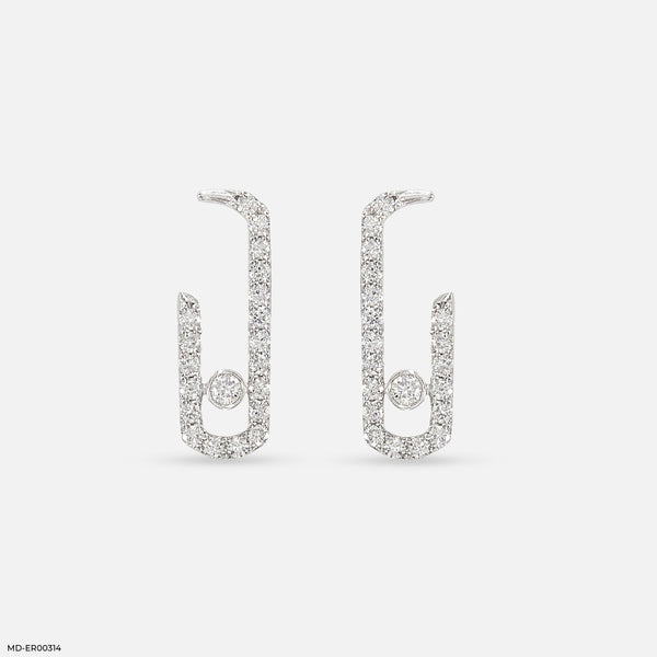 Diamond Pin Earrings 14K White Gold