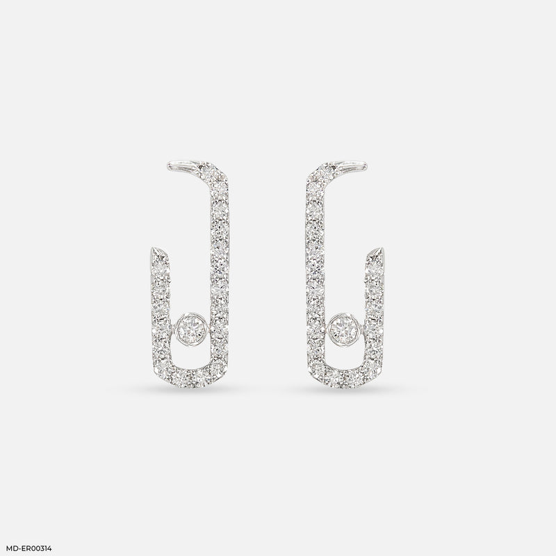 Diamond Pin Earrings 14K White Gold
