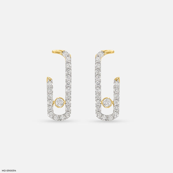 Diamond Pin Earrings 18K Yellow Gold