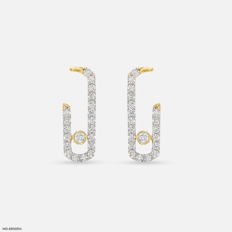 Diamond Pin Earrings 14K White Gold
