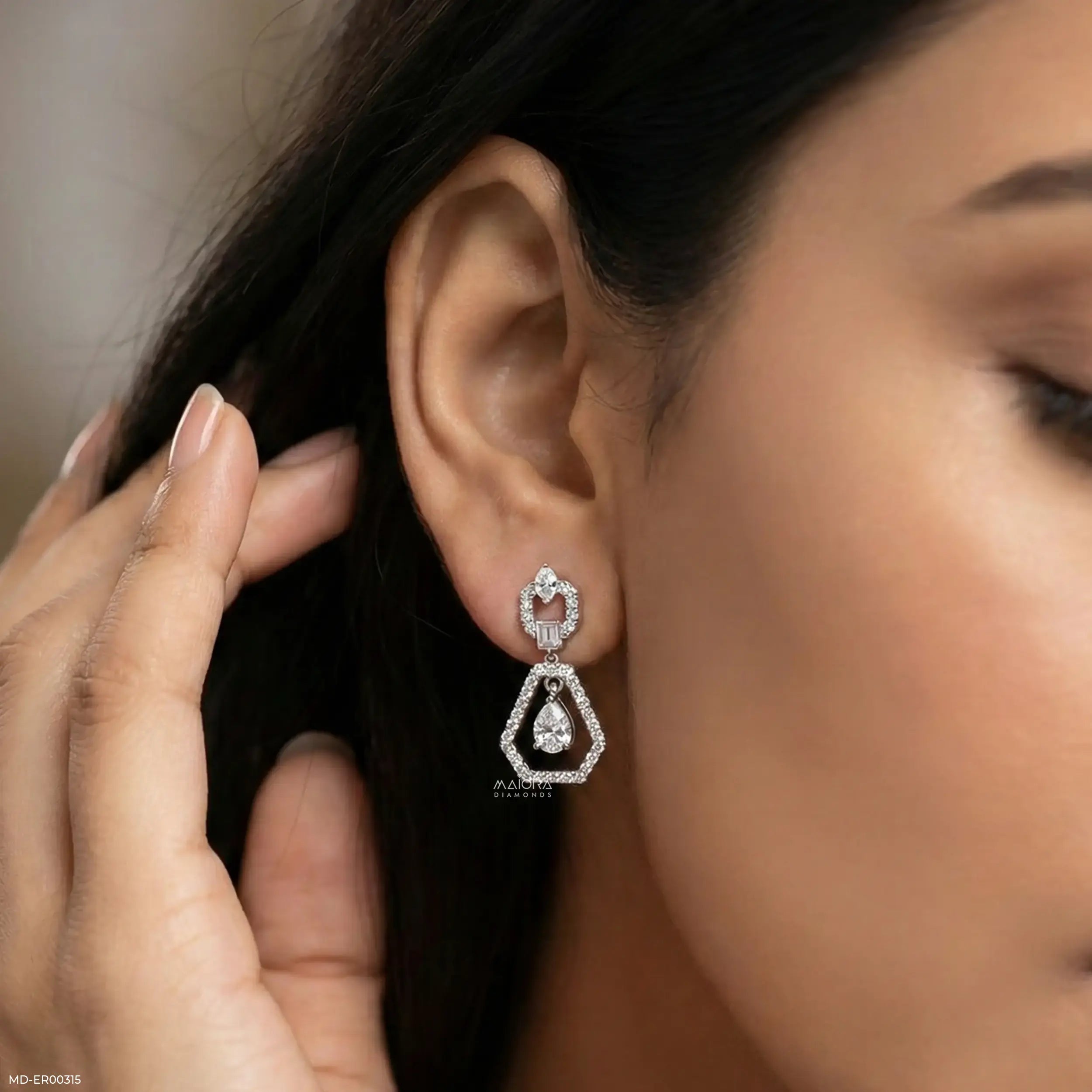 Opulent Glow Diamond Earrings 9K White Gold