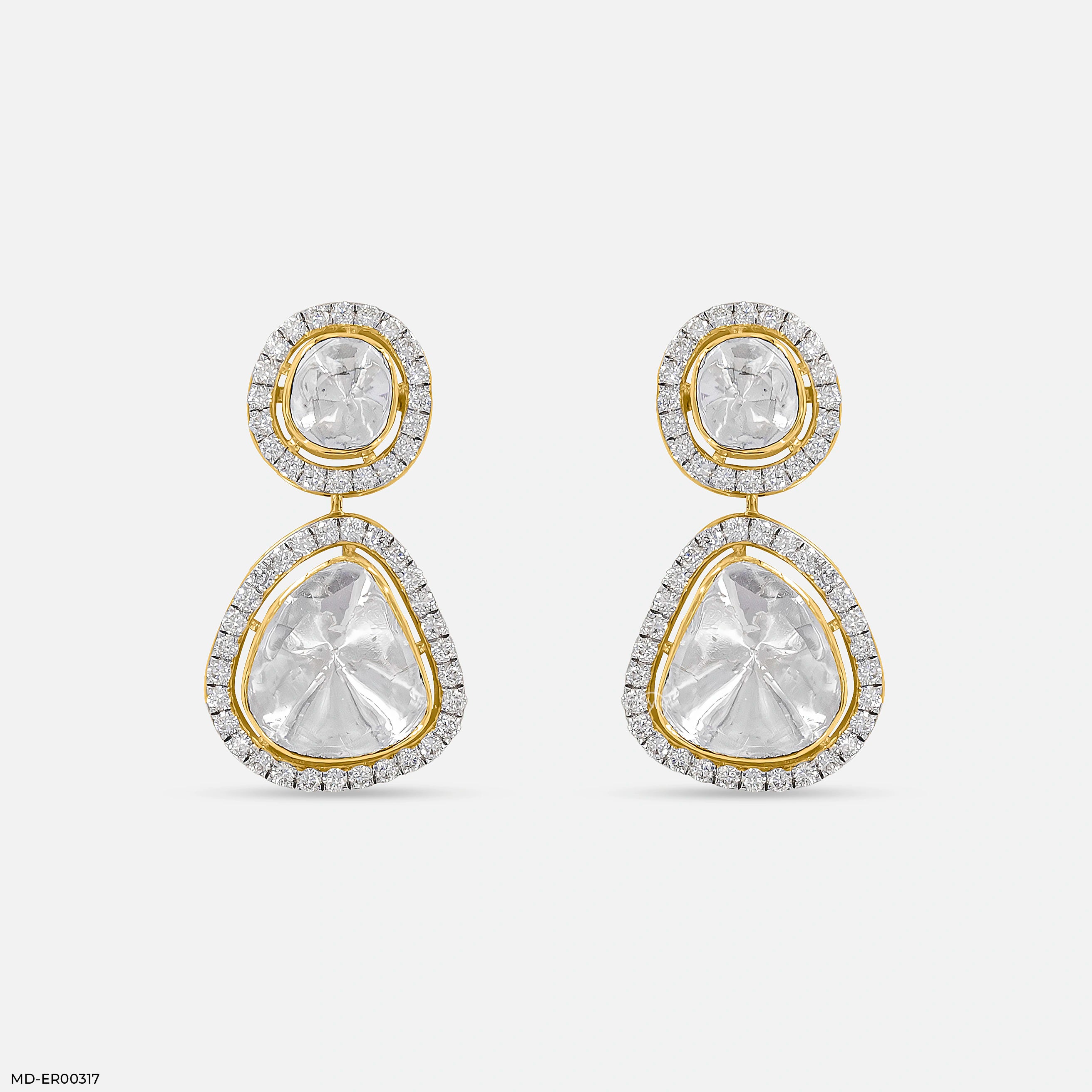 1 Carat Polaris Uncut Lab Diamond Earrings