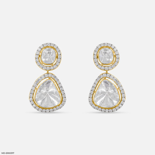 The Polaris Uncut Lab Diamond Earrings 14K Yellow Gold