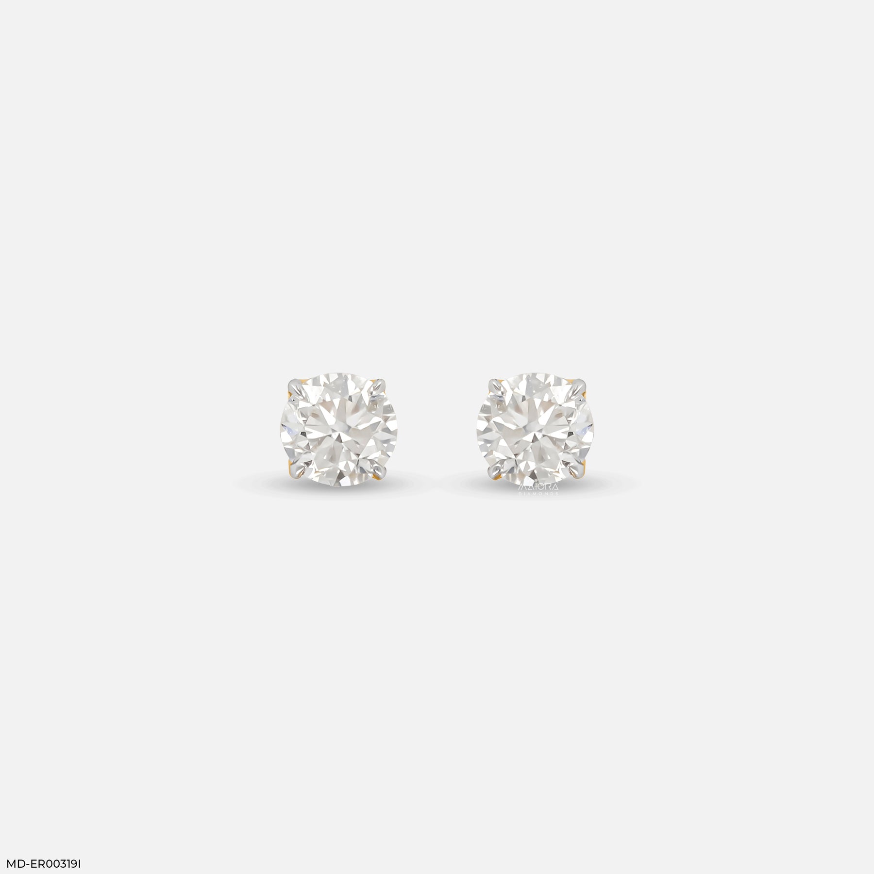1 Carat Classic Four-Claw Lab Diamond Solitaire Studs 14K Rose Gold
