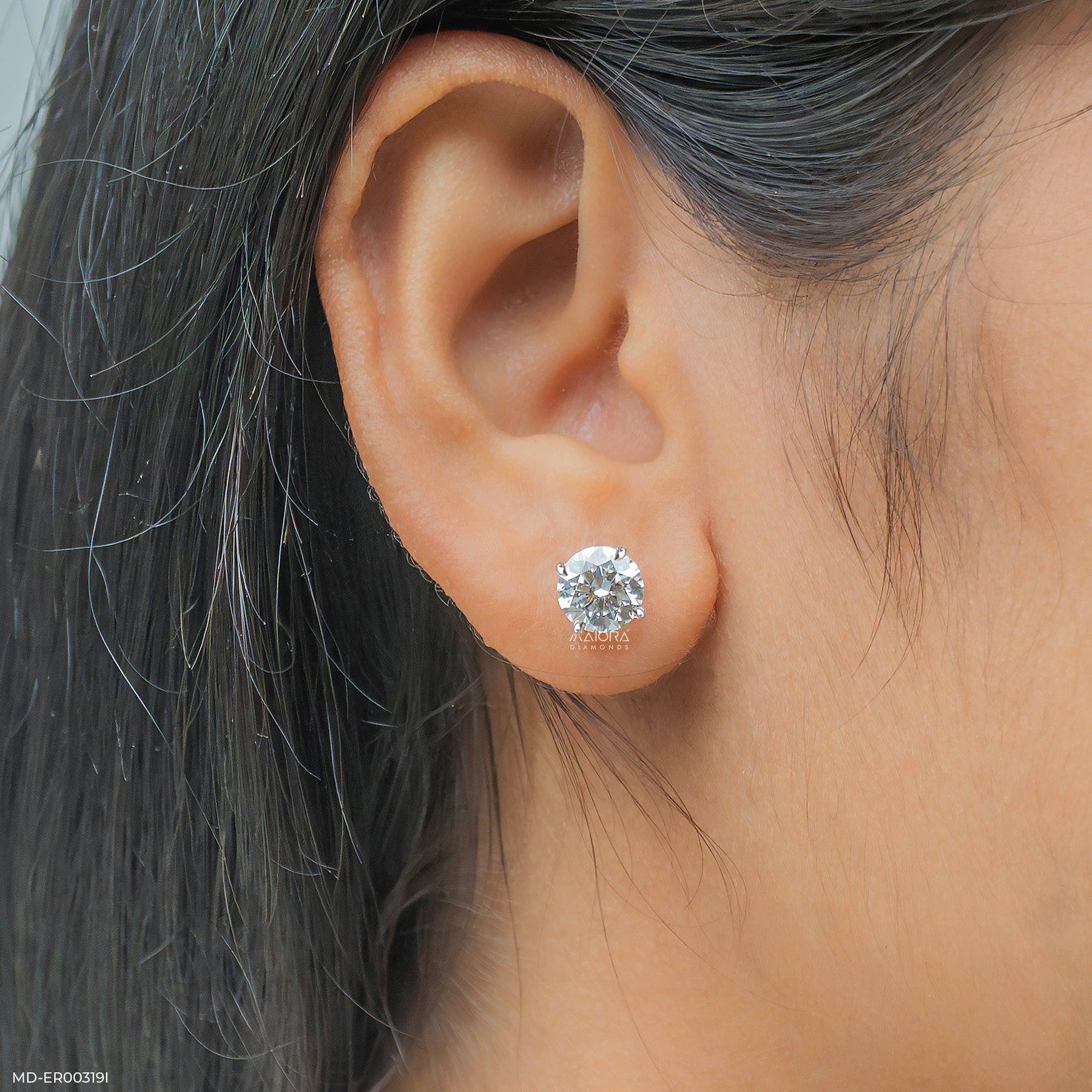 1 Carat Classic Four-Claw Lab Diamond Solitaire Studs 14K Rose Gold