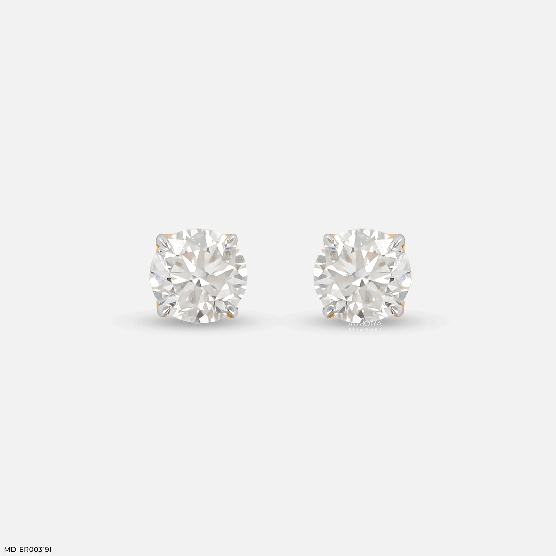 1 Carat Classic Four-Claw Lab Diamond Solitaire Studs 14K Rose Gold