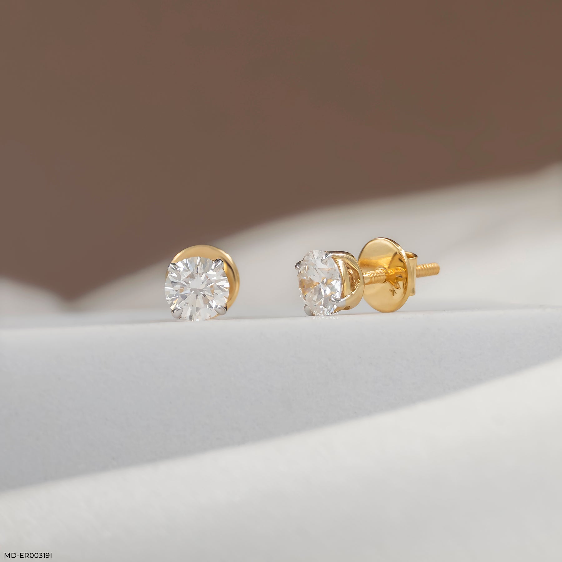 1 Carat Classic Four-Claw Lab Diamond Solitaire Studs 14K Rose Gold