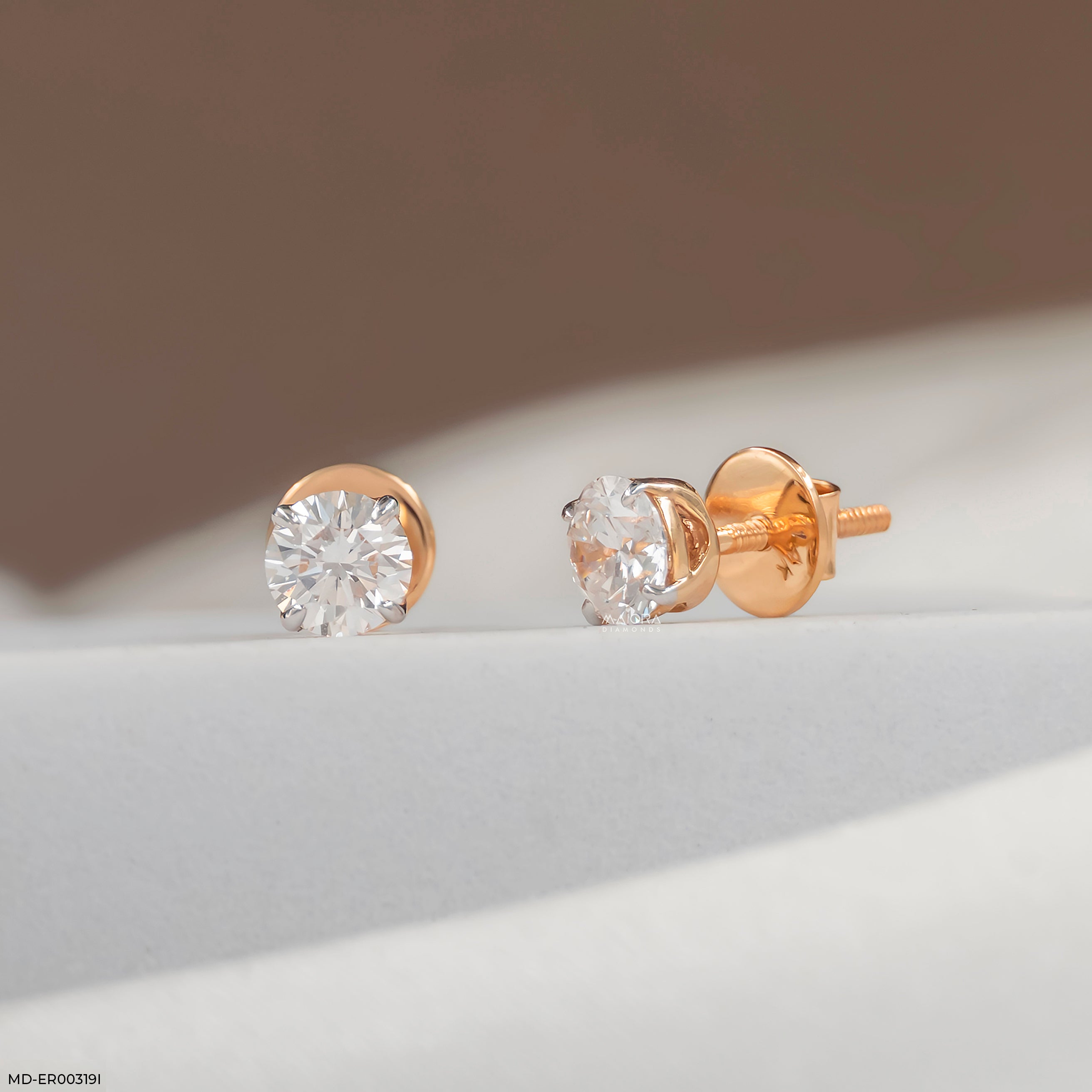2 Carat Classic Four-Claw Lab Diamond Solitaire Studs 14K Rose Gold