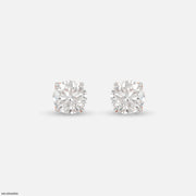 2 Carat Classic Four-Claw Lab Diamond Solitaire Studs 14K Rose Gold