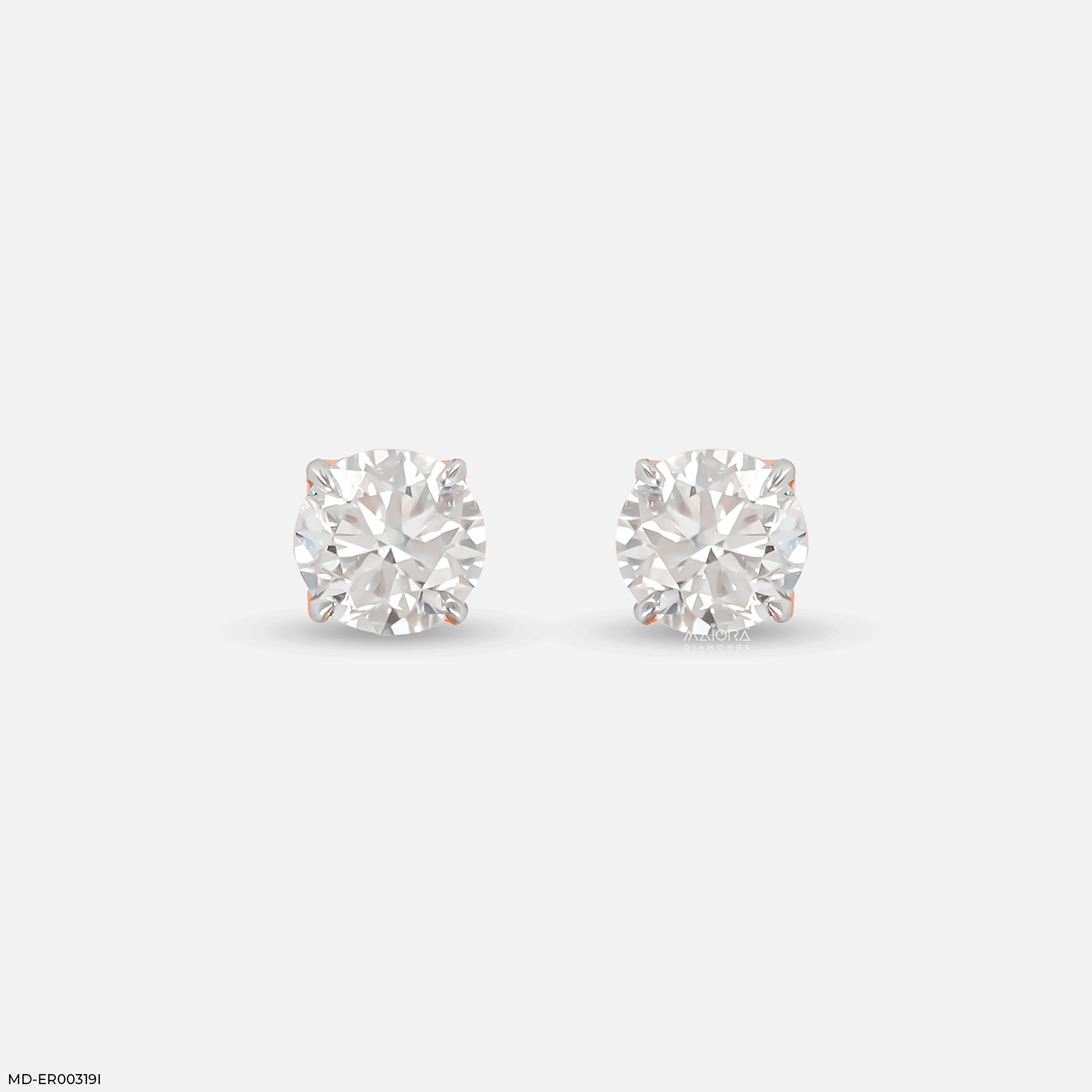 2 Carat Classic Four-Claw Lab Diamond Solitaire Studs 14K Rose Gold