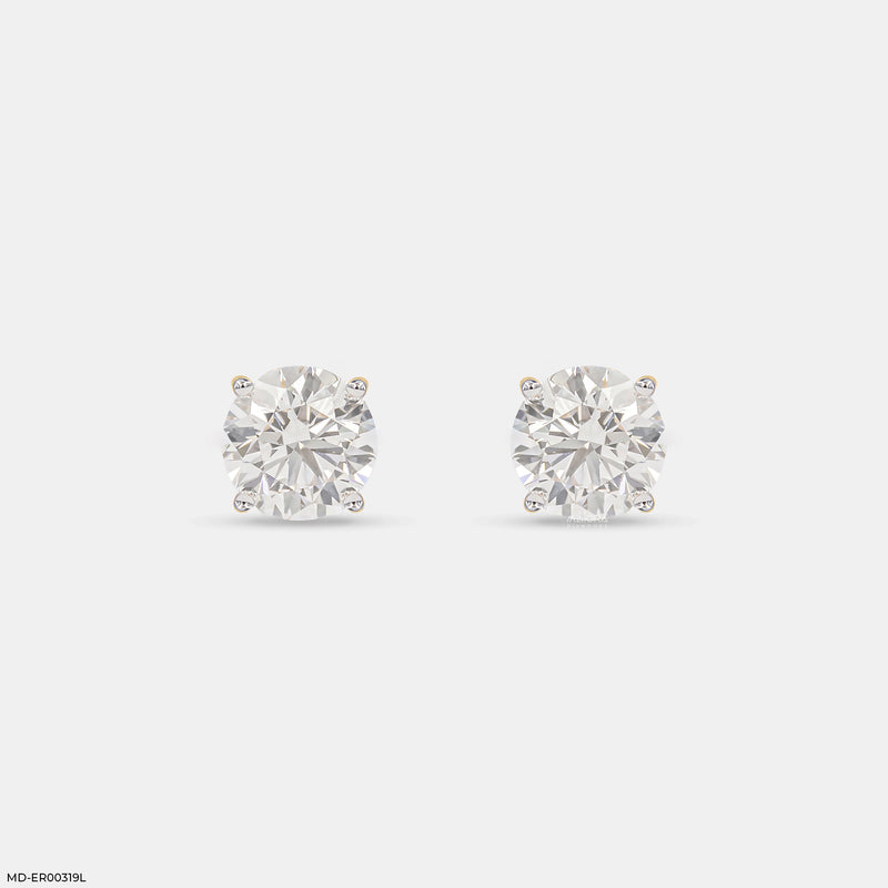 3 Carat Classic Four-Prong Diamond Solitaire Studs 14K Yellow Gold