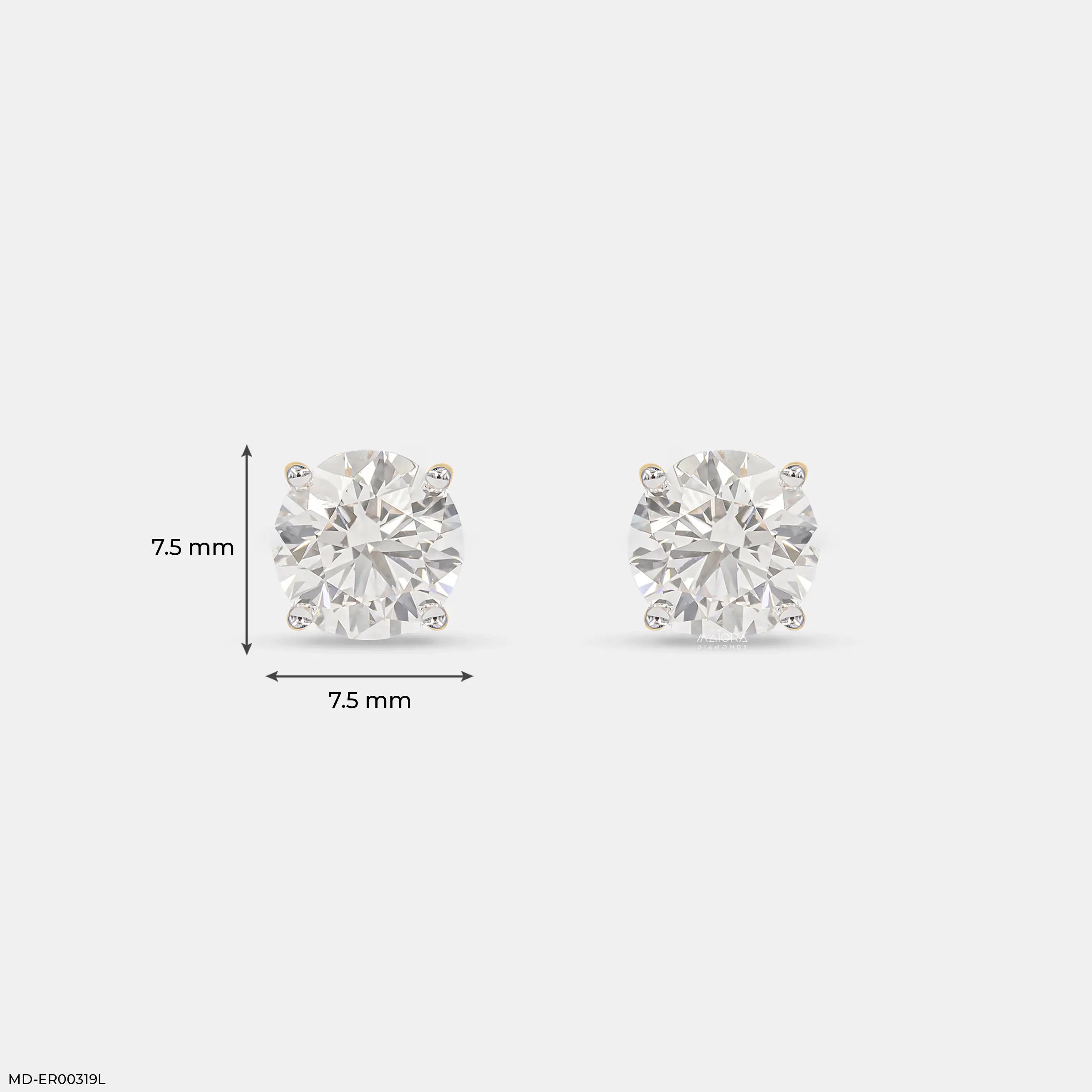 3 Carat Classic Four-Prong Diamond Solitaire Studs 14K Yellow Gold
