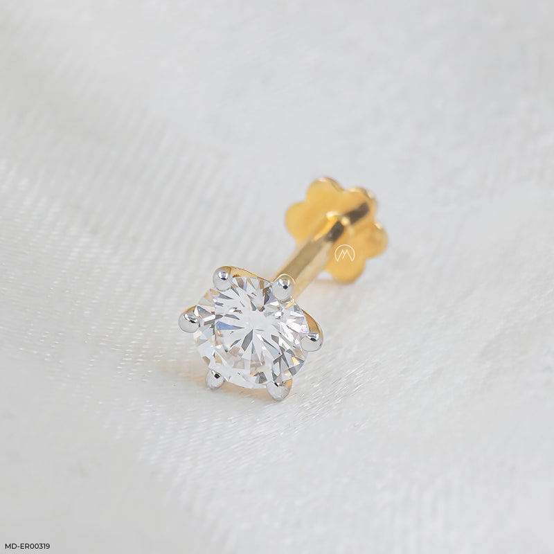 Solitaire Lab Diamond Studs 14K Yellow Gold