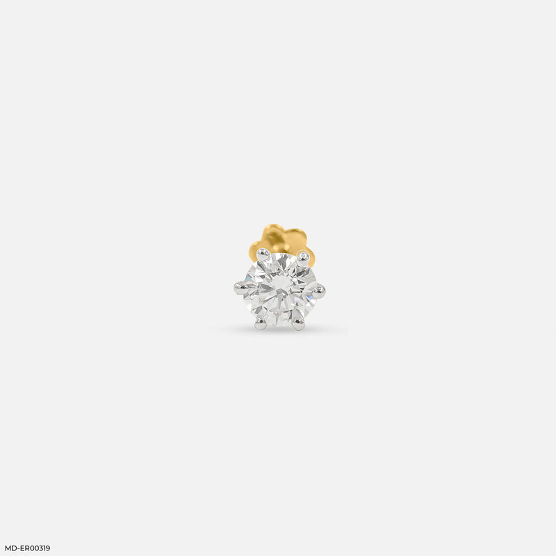 Solitaire Lab Diamond Studs 14K Yellow Gold