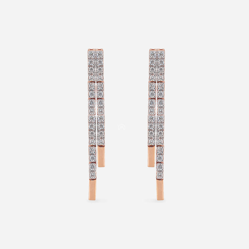 Elegant Lines Lab Diamond Earrings 18K Yellow Gold