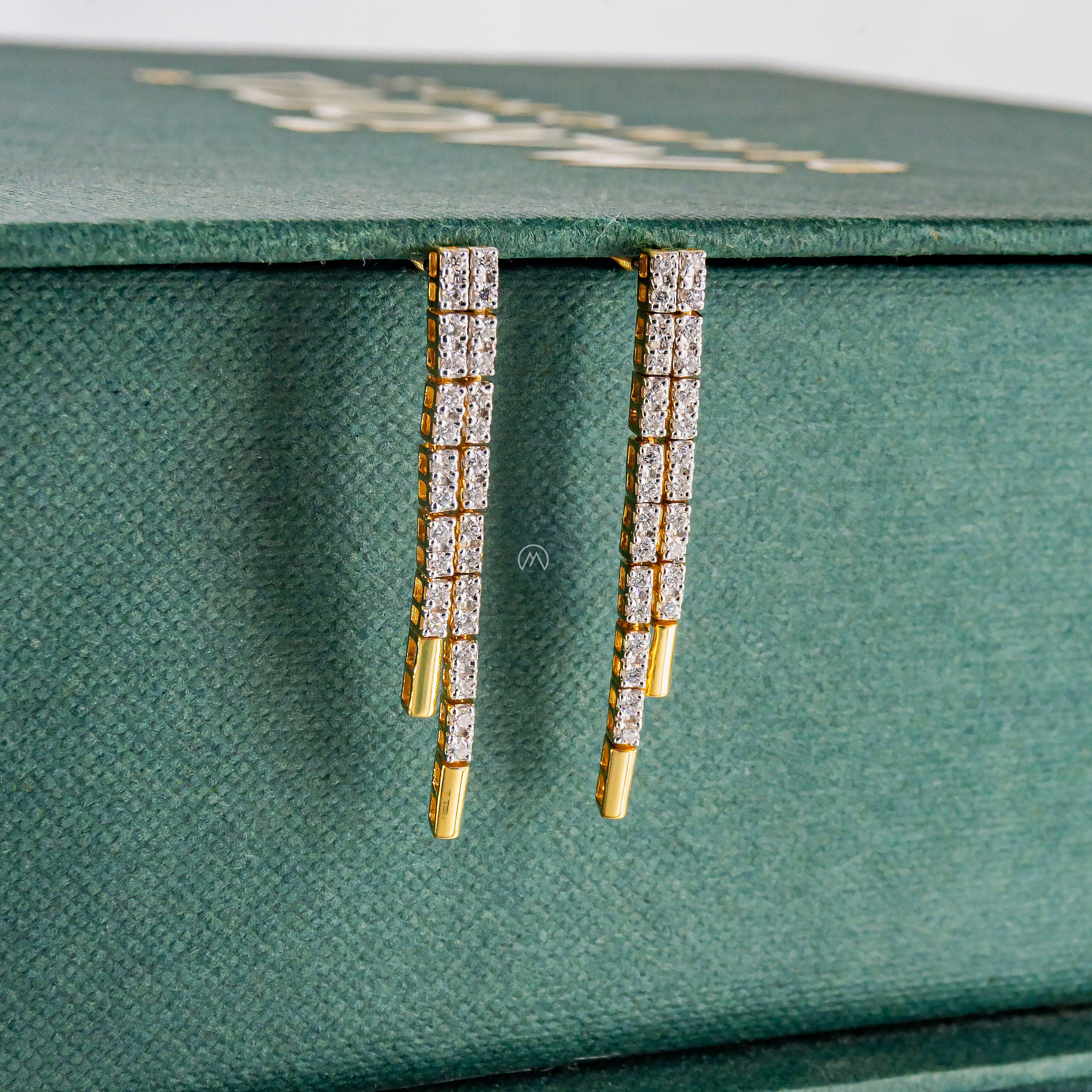 1 Carat Elegant Lines Lab Diamond Earrings 18K Yellow Gold