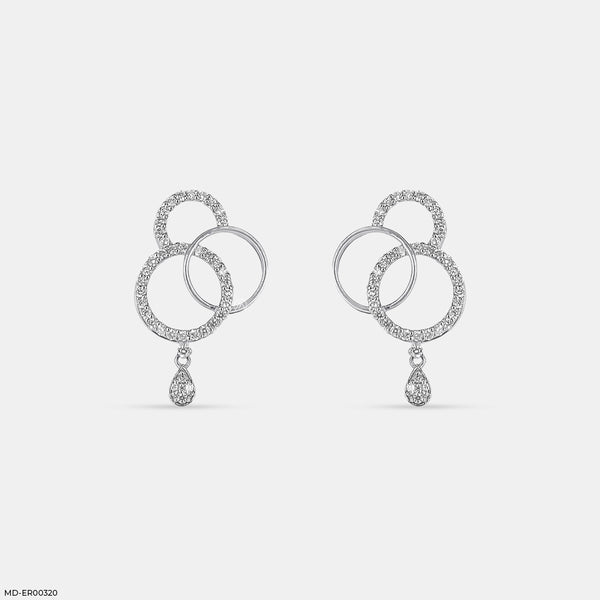 Triad Of Sparkle Earrings 14K White Gold