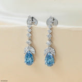 Azure Cascade Drop Lab Diamond Earrings 14K White Gold