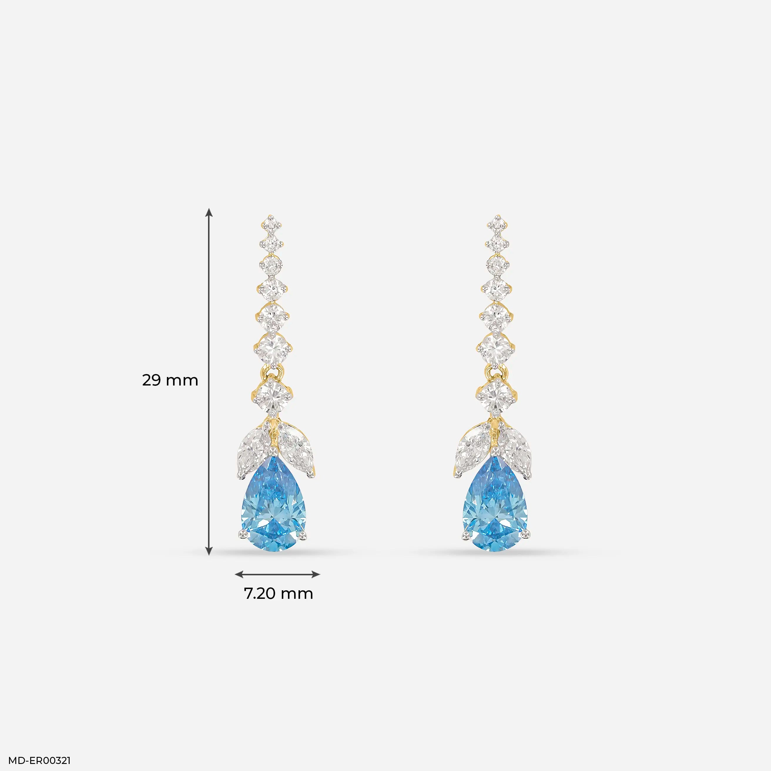 3 Carat Azure Cascade Drop Lab Diamond Earrings 14K White Gold