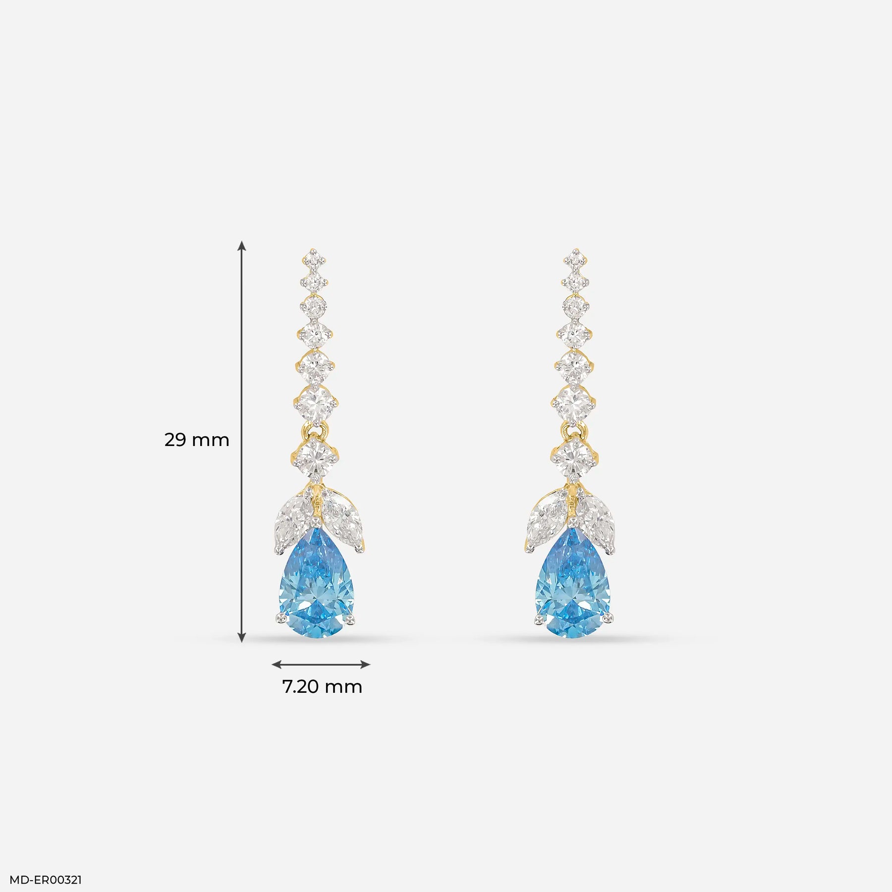3 Carat Azure Cascade Drop Lab Diamond Earrings 14K White Gold