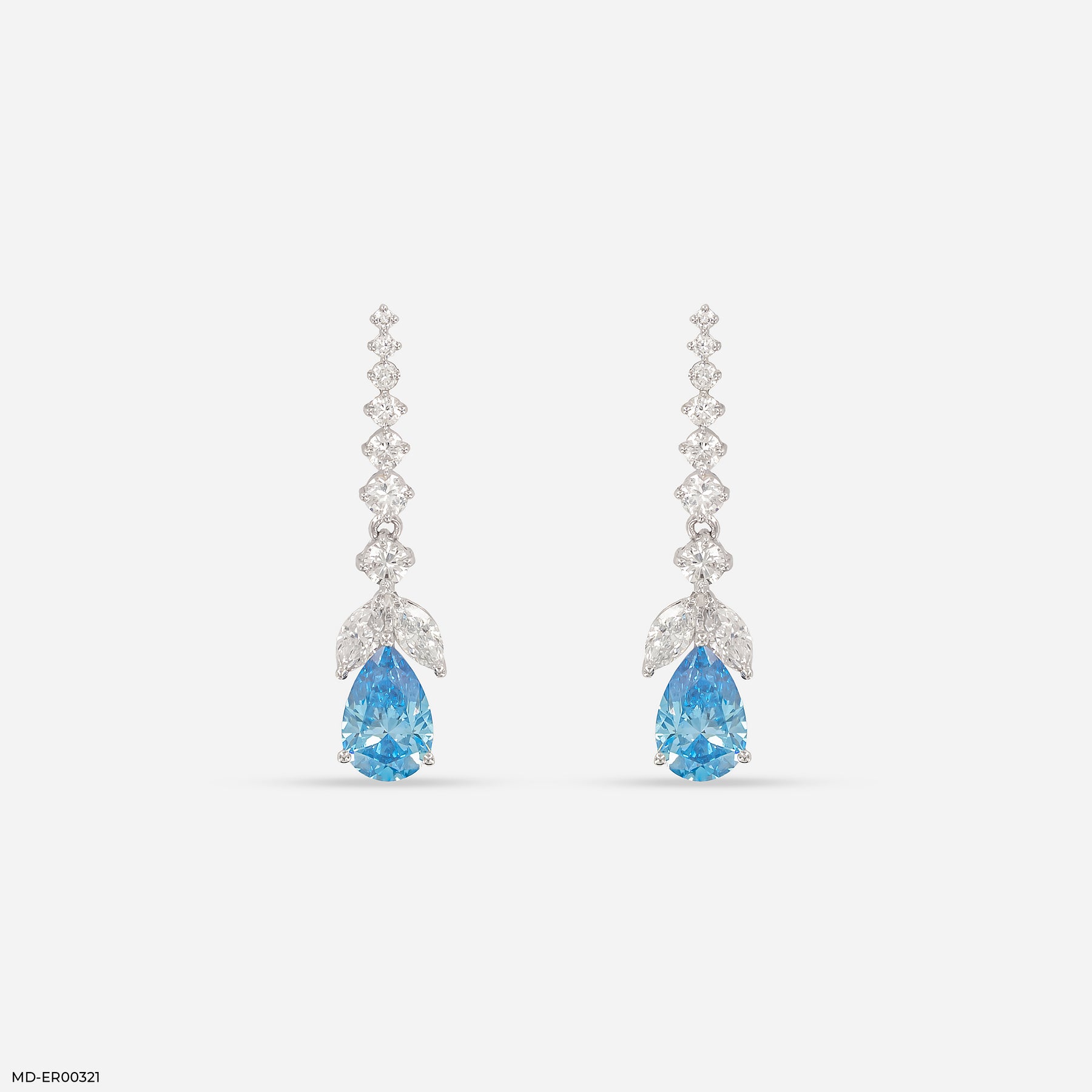 3 Carat Azure Cascade Drop Lab Diamond Earrings 14K White Gold
