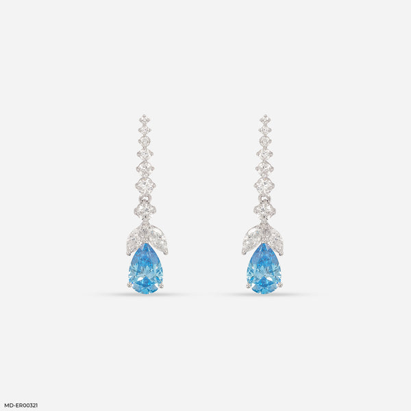 Azure Cascade Drop Lab Diamond Earrings 14K White Gold