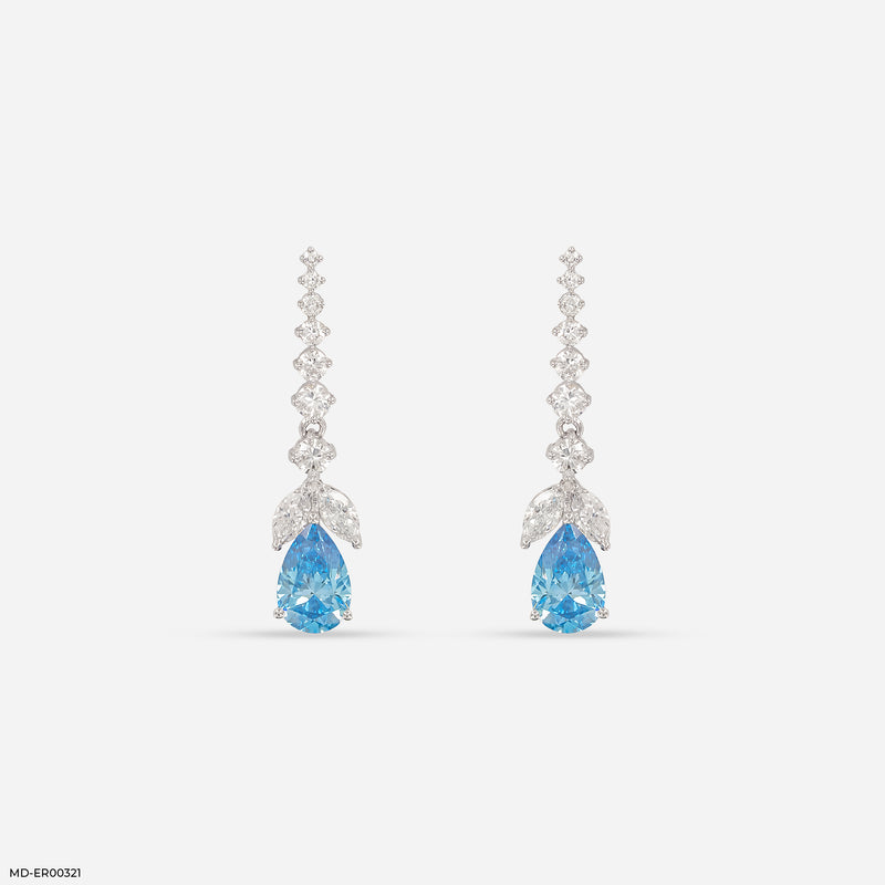 Azure Cascade Drop Lab Diamond Earrings 14K White Gold
