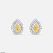 1.5 Carat Canary Halo Diamond Studs 9K White Gold
