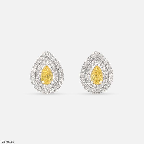 Canary Halo Lab Diamond Studs 14K White Gold
