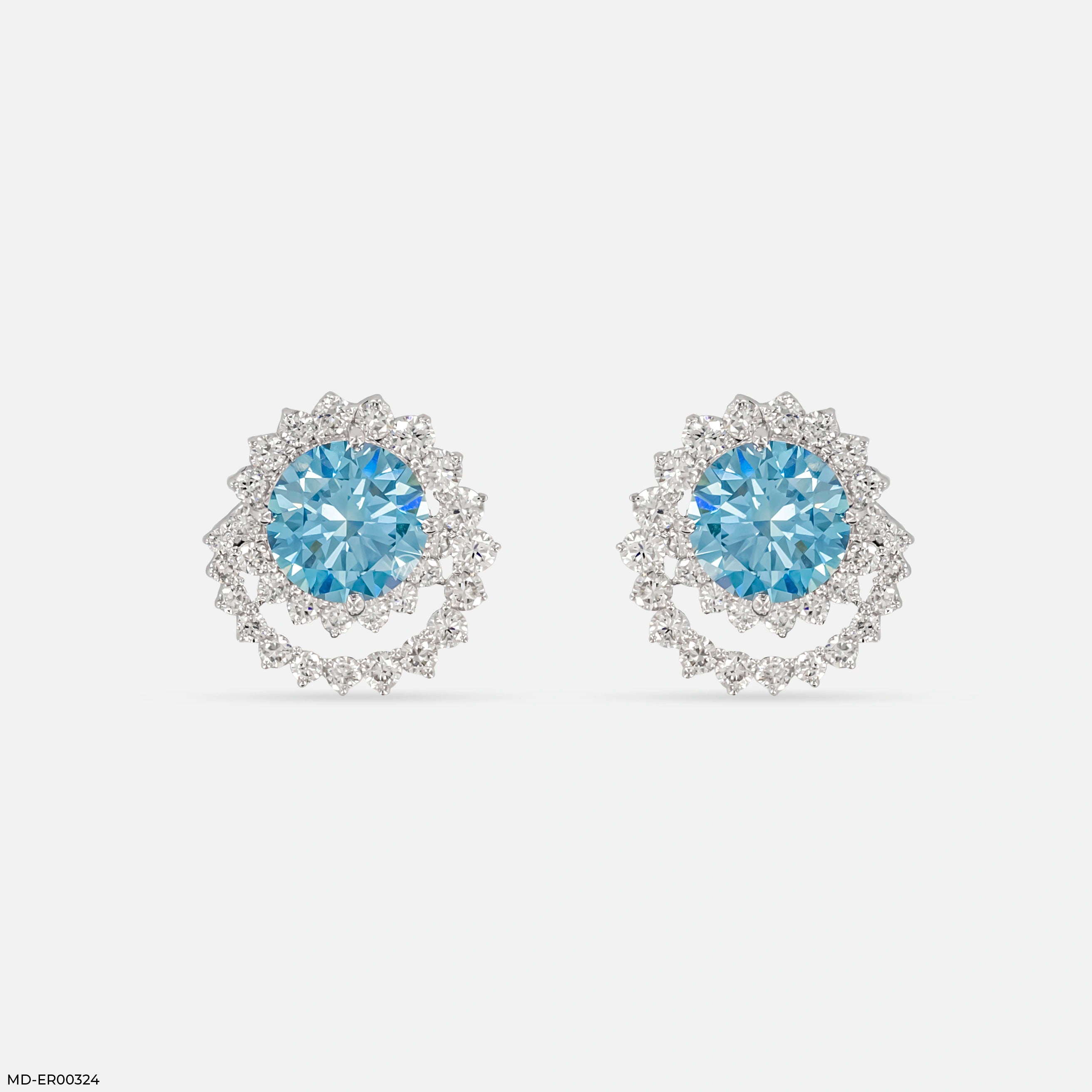 4.15 Carat Celestial Blue Bloom Lab Diamond Studs